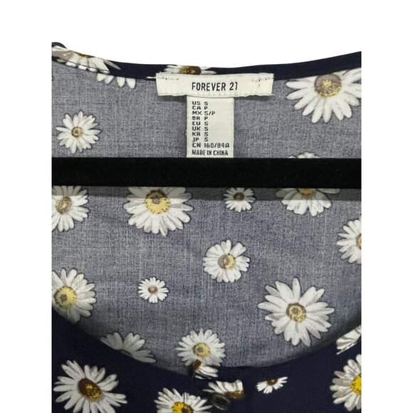 Forever 21 Daisy Print Blue Floral Cutout Mini Dress Size Small - Picture 3 of 4